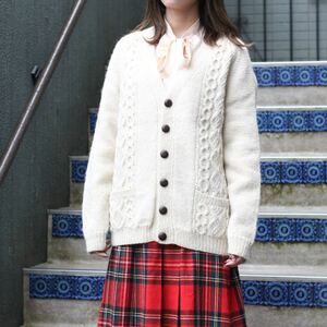 USA VINTAGE CABLE DESIGN KNIT CARDIGAN MADE IN SCOTLAND/アメリカ古着ケーブルデザインニットカーディガン