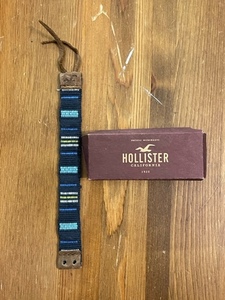 HOLLISTER hollister ホリスター 18㎝ ブレスレット ブルー系 ミサンガ USA フリーサイズ 革 USA直輸入 海外直輸入 送料無料 新品未使用品