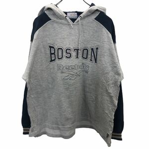 Reebok プリントスウェット Mサイズ リーボック グレー パーカー 古着卸 アメリカ仕入 t2211-3138