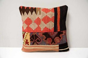 kilim064 未使用 OLD KILIM (オールドキリム) クッションカバー ターキッシュキリム トルコ 手織り 40×40cm 送料無料