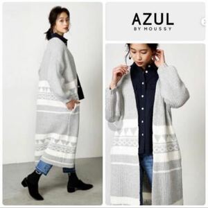 AZUL BY MOUSSY thick Point pattern maxi gown long cardigan azur bai Moussy gray autumn winter S