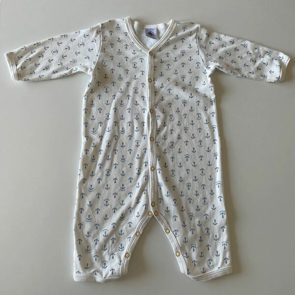 プチバトー (PETIT BATEAU) イカリ柄 長袖ロンパース　6months