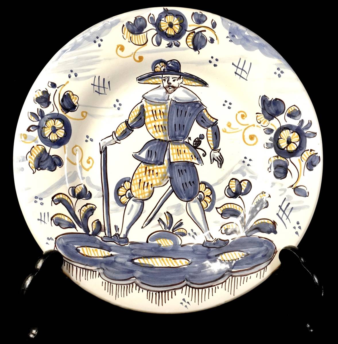 ビンテージ スペイン タラベラ焼 ウォールプレート 陶器製 壁掛け大皿 
