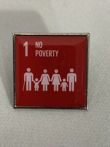 SDGsピンバッジ　1個(1540円税込・送料無料）「1. 貧困をなくそう( 1：No poverty）（国連ブックショップ購入） (再生素材使用)UN51