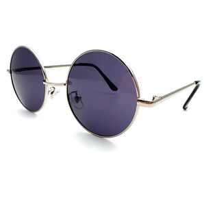 定番のレトロアイテム クラシックメタルラウンドサングラス 60年代ファッション はずしアイテム ユニセックス UV400 シルバー