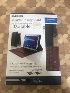 中古品 ELECOM　エレコム　Bluetoothキーボード ケース一体型 イタリアンソフトレザー採用　TK-RC10HBK 2211m106