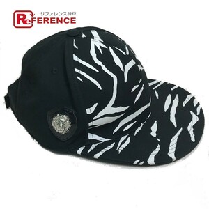 VERSUS VERSACEveru suspension Versace lion Zebra total pattern hat cap cotton black × white unisex [ used ]