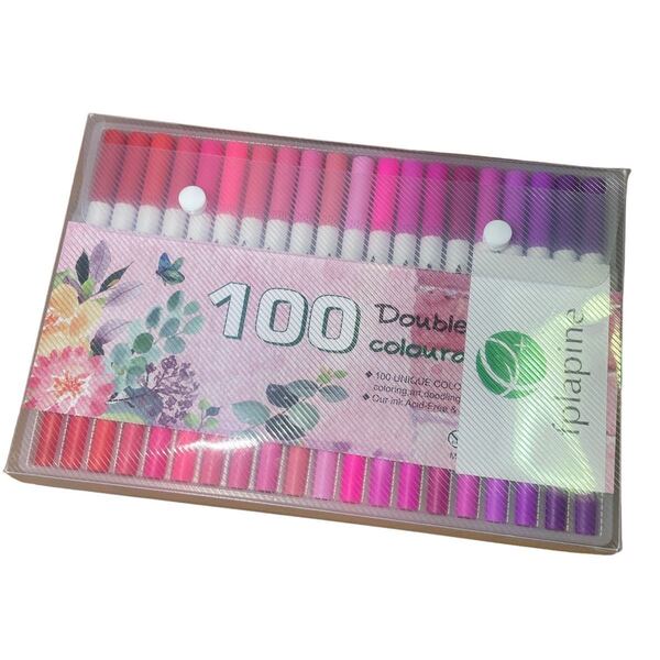 未使用 100色水性ペンセット カラーペン 細字太字両用