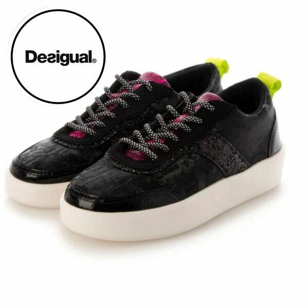 Desigual グリッターデザイン ブラックスニーカー