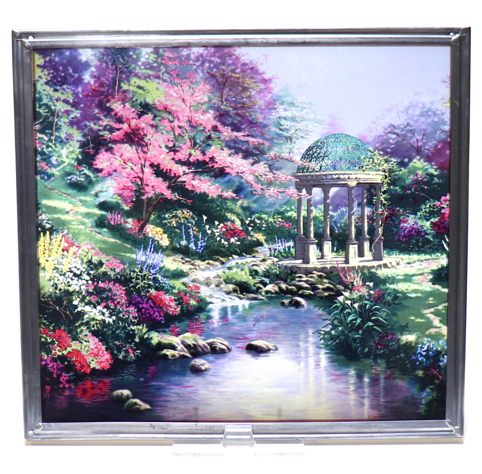 Thomas Kinkade Vintage Vidrieras Jardín de Oración Grandes Maestros de Vidrio Paisaje Disney Tiffany Studios América, Artesanía, vaso, vidrio artesanal