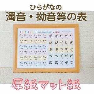 【ひらがなの濁音/半濁音/拗音の表】書き順付で覚えやい！国内産上質マット紙採用◎