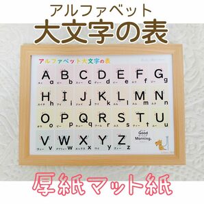 【アルファベット大文字の表】読みながら覚えられる♪馴染みにやすい、厚紙マット紙！