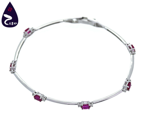 [ quality Shop heaven full shop ][ worth seeing ]K18WG bracele * station bracele ruby ( total 1.50ct) diamond ( total 0.20ct) approximately 18cm approximately 5.5g