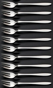 * Lucky wood Plecostomus cake Fork 10ps.@ high class 18-10 stainless steel use mirror finish made in Japan new goods 