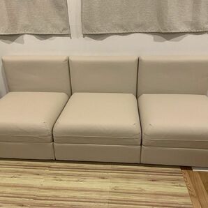 【中古】イケア レザーソファ VALLENTUNA/ヴァレントゥナ 収納付き 合皮 3個セット