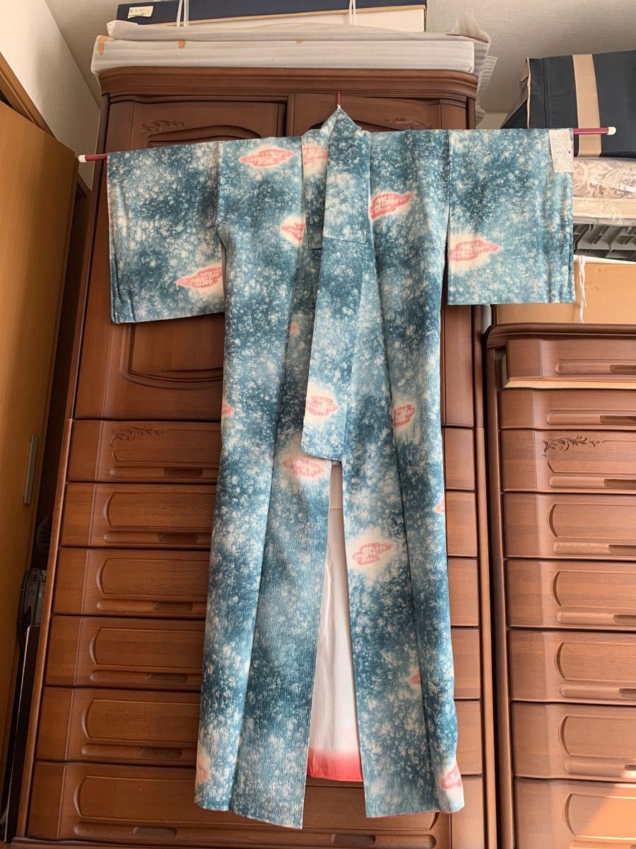 直販割引品 身長151-166cm対応 正絹着物(ピンク・桜・一部絞り