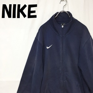 [ popular ]NIKE/ Nike Logo embroidery Zip up jacket jersey reverse side nappy navy size L/S5090