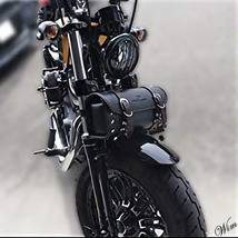◆簡単に片手で取り出し可能◆ ツールバッグ レッドステッチ チェック付きミニポケット PVC バイク オートバイ ツーリング ブラック_画像1