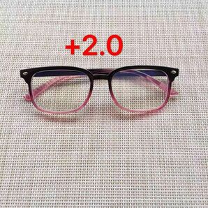 【新品】老眼鏡+2.0 ブルーライトカット リーディンググラス グラデーションカラー(黑赤）Reading glass