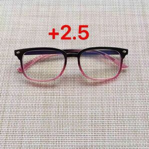 【新品】老眼鏡+2.5 ブルーライトカット リーディンググラス グラデーションカラー(黑赤）Reading glass