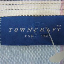 タウンクラフト TOWNCRAFT ビンテージ USA製 90s チェック 半袖シャツ ライトブルー系 L【中古】 【即決】_画像4