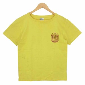 STUDIO D’ARTISAN ステュディオダルチザン プリント 丸首 クルーネック 半袖 Tシャツ マスタード イエロー系 S【中古】 【即決】