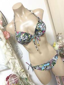 * Lady's swimsuit 9M* Ape liru[CRYSTAL BALL] made in Japan * wire bikini : Boston terrier. [hipi-] pattern 