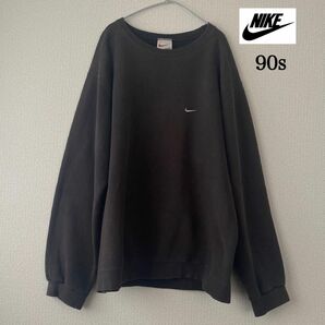 NIKE 90s トレーナー スウッシュロゴ刺繍 チャコールグレー 黒 ヴィンテージ　古着　