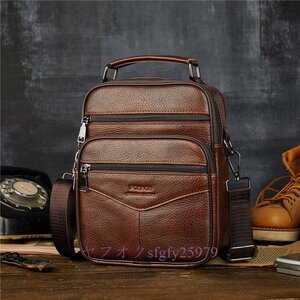 P972 new goods shoulder bag diagonal .. bag cow leather original leather men's diagonal .. one shoulder leather made leather light weight Brown 