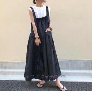 R177 new goods stylish lady's casual large pocket cotton flax overall overall skirt overall long skirt 