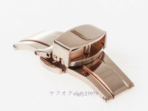 P167☆新品汎用 腕時計 交換用 合金製 Dバックル バタフライバックル/ダブルタイプ/幅18mm/ローズゴールド