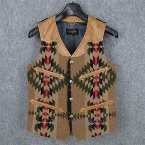 R079 новый товар Vintage переиздание высокое качество kau кожа Navajo рисунок покрывало переключатель кожа лучший * натуральная кожа кожаная куртка телячья кожа M~5XL