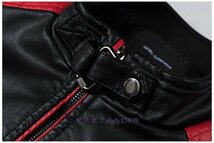 R014新品メンズレザージャケット ライダースジャケット バイクジャケット ジャンパー ブルゾン 皮革ジャケット M~4XL 赤_画像7