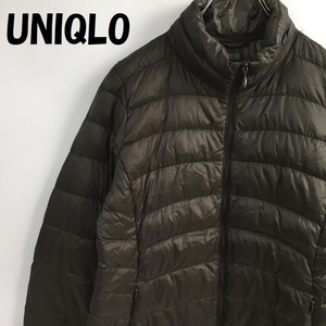 【人気】UNIQLO/ユニクロ 中綿ジャケット ナイロン100％ ダウン フェザー カーキ サイズL/S4706