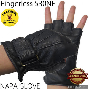 NAPA GLOVE ナパグローブ フィンガーレスグローブ 【530NF】XXLサイズ｜指切り 指ぬき 黒 ブラック 山羊革