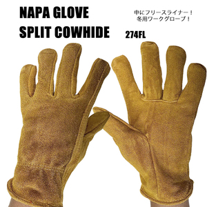 [ size L]NAPA fleece liner cow leather Work glove 274FL color : Camel ( mountain blow color )