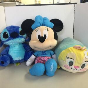 [ used including carriage ] set sale soft toy 3 kind Disney si-15 anniversary Minnie Mouse height 50./ Stitch height 30./ mistake ba knee 28.*B0475