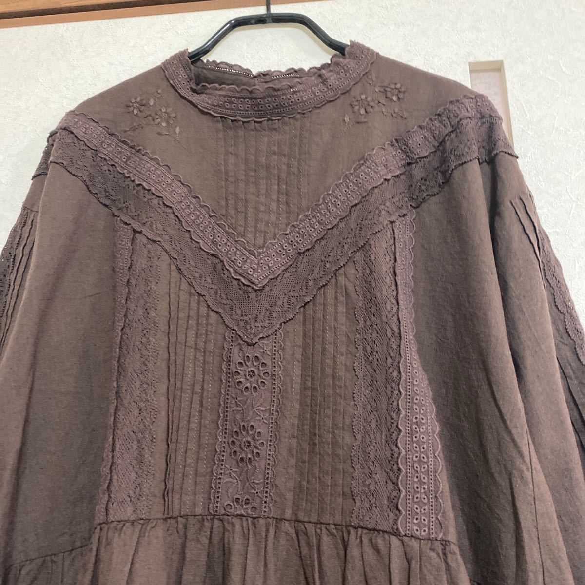 TSUHARU ツハル サマンサモスモス チェック織りレース刺繍ワンピース