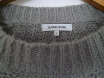 GLOBAL WORK/グローバルワーク□グレーざっくり編みニットセーターL/ゆったり羊毛混モヘア紺長袖トップス□NT1027_画像6