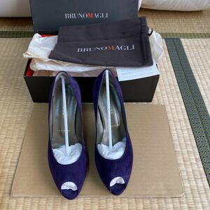 BRUNOMAGLI Bruno Magli pumps open tu37.5 suede lady's for women shoes heel purple purple imported car Italy 