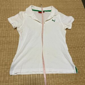 PUMA プーマ ポロシャツ ホワイト 白 レディース 女性用 L ロゴ 緑 グリーン 半袖 トップス