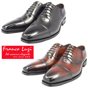 ▲FRANCO LUZI 2951 ビジネスシューズ ストレートチップ 内羽根 本革 革靴 ブラック Black 25.0cm (0910010131-bk-s250)