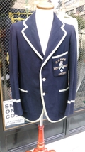 イギリス古着 school jacket スクールジャケット　UKvintage college jacket カレッジジャケット ブレザー テーラード 紺ブレ MV344_画像1