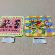 送料無料 ミニ ハンドタオル ２枚 未使用品 Disney MICKEY&MINNIE とPooh COTTON 100% 20cmx20cm_画像1