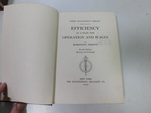 ●P084●Efficiency as a Basis for Operation and Wages●ハリントンエマーソン●1914年●洋書●即決