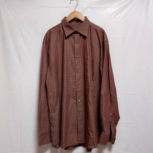 Talbots タルボットメンズ長袖シャツ L 茶系総柄 (US仕入れ古着) コットン100％ 234-k0219