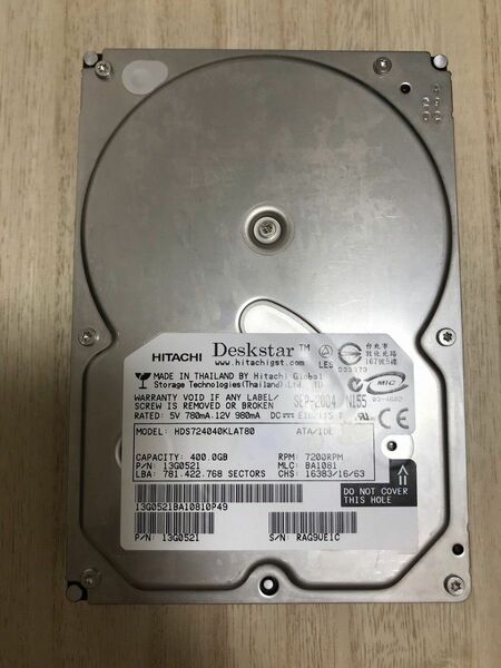 使用4216h◆400GB/IDE/7200rpm◆HDS724040KLAT80◆HGST◆中古