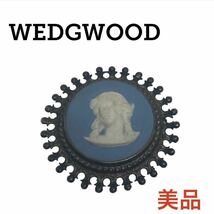 【美品 即日発送】WEDGWOOD ジャスパー ネックレス トップ ウエッジウッド ペンダント チャーム チョーカー ブルー シェル 英国_画像1