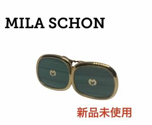 【新品未使用 タグ付き 即日発送】ミラショーン Mロゴ ゴールド グリーン カフス ボタン スクエア 金 緑 MILA SCHON mila schon