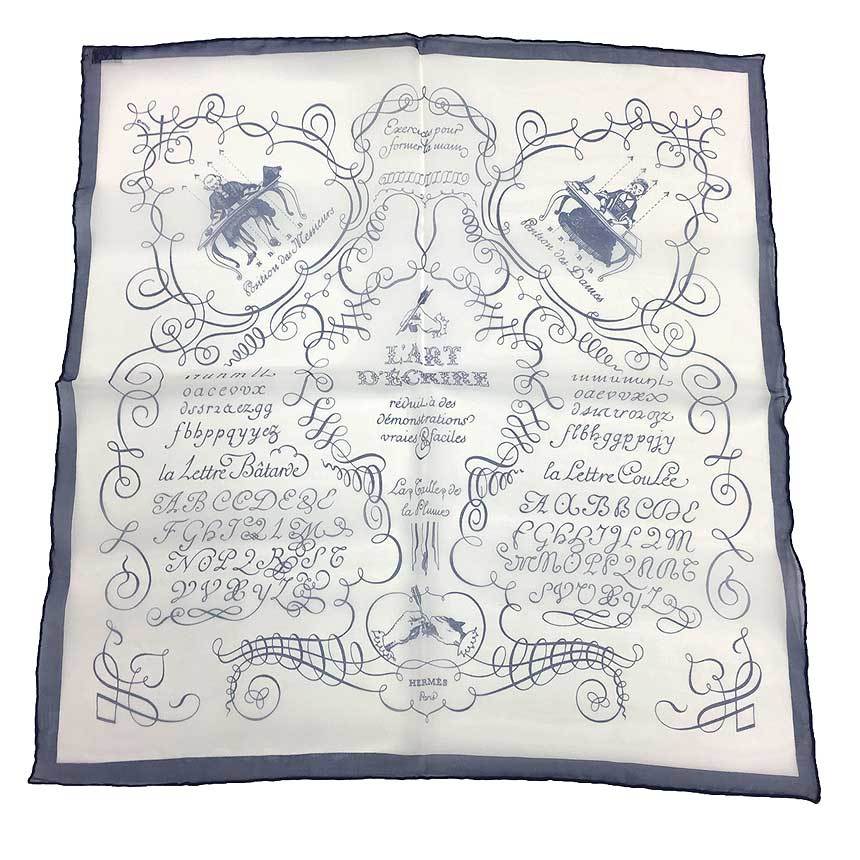 HERMES シルク モスリン シフォン スカーフ 140古代インド民族柄 美品